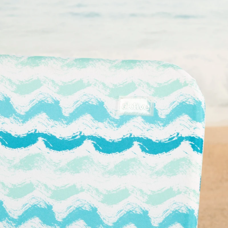 Silla de Playa Plegable Aktive Respaldo Bajo con Bolsillo Trasero 45x40x70 Cm, Azul