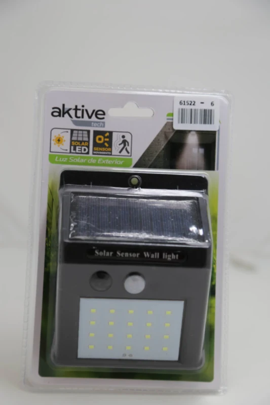 Aplique Solar LED Aktive 20 LED con Sensor de Movimiento, 13x6x20 Cm, Negro