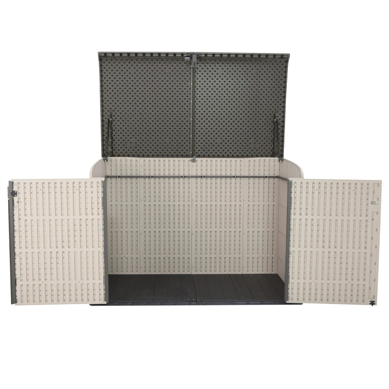 Arcón Exterior Lifetime con Puertas Dobles y Tapa Abatible, 190x106x131 Cm, Gris