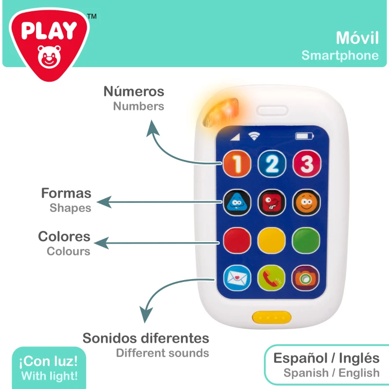 Set de Mandos y Teléfono para Bebé, 3 Piezas con Luz y Sonido, 28x6x24 Cm, Multicolor
