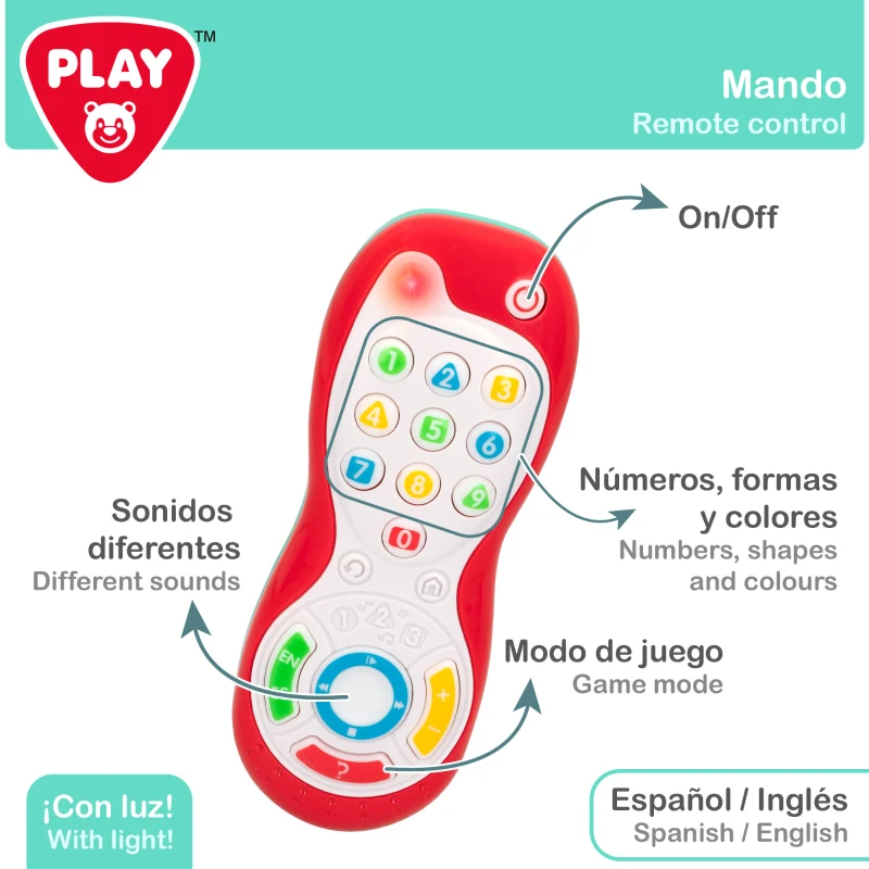 Set de Mandos y Teléfono para Bebé, 3 Piezas con Luz y Sonido, 28x6x24 Cm, Multicolor