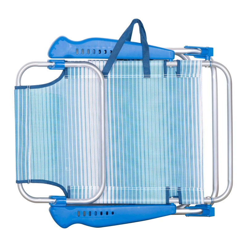 Silla de Playa Plegable Reclinable 8 Posiciones Cojín Acolchado, 74x12x65 Cm, Azul