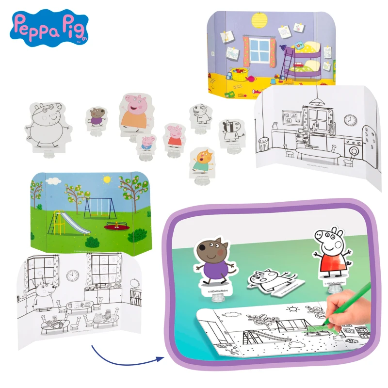 Mochila Infantil Peppa Pig Set Creativo con Pizarras y Figuras, 25x11x31 Cm, Azul