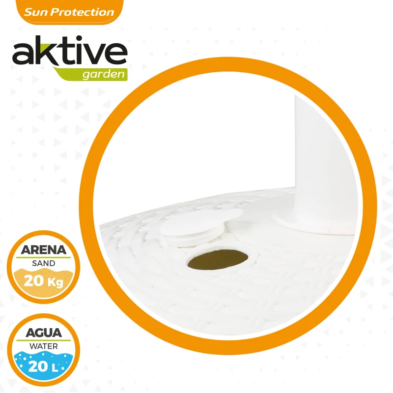 Base para Sombrilla Circular Ajustable 19-33 Mm, 45x45x30 Cm, Blanco