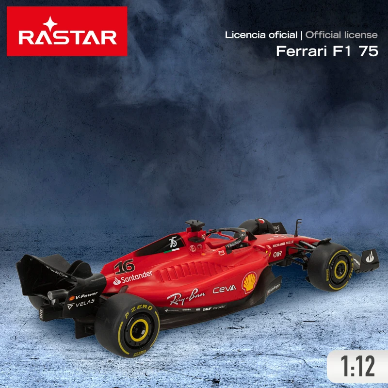 Coche Teledirigido Ferrari F1-75 Escala 1:12 con Licencia Oficial, 53x22,5x17 Cm, Rojo