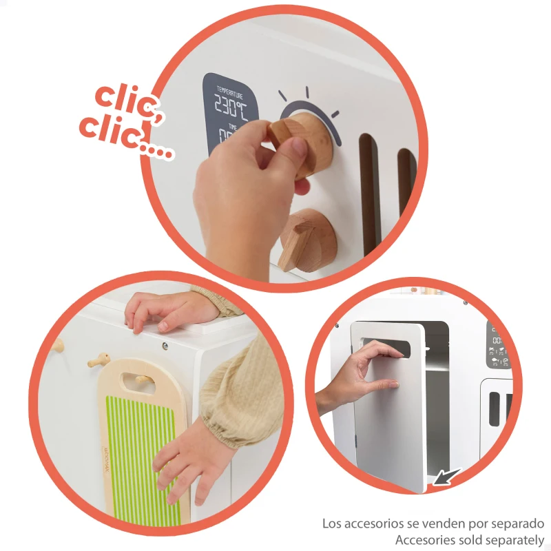 Cocina Infantil de Madera Retro Teamson, 55x30x63 Cm, Madera Natural