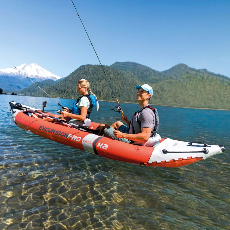 Kayak Hinchable INTEX K2 Excursion Pro, 2 Plazas Vinilo 3 Capas 0,75 Mm, 384x94x46 Cm, Naranja