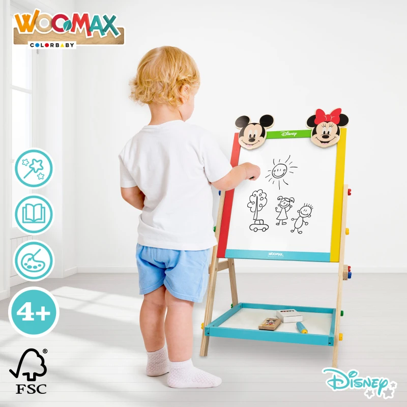 Pizarra Infantil Disney 2 en 1 de Madera, 37,5x65x5 Cm, Multicolor