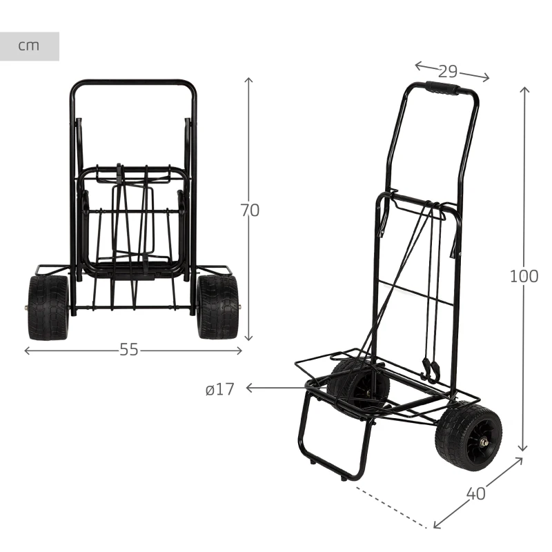 Carro Playa Plegable Aktive con Ruedas Todoterreno Ø17 Cm, 59x18,5x73 Cm, Gris