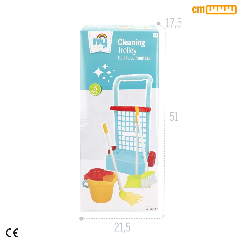 Carrito de Limpieza My Home Colors con 5 Piezas, 30,5x19,5x55,5 Cm, Azul, Rojo, Verde y Amarillo
