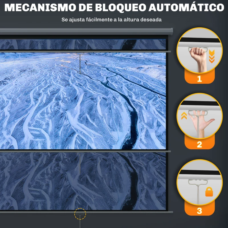 HOMCOM Pantalla de Proyector Manual 120 Pulgadas Pantalla de Proyección Portátil Formato 1:1 para Interior y Exterior Cine en Casa Patio 207x207 cm Blanco