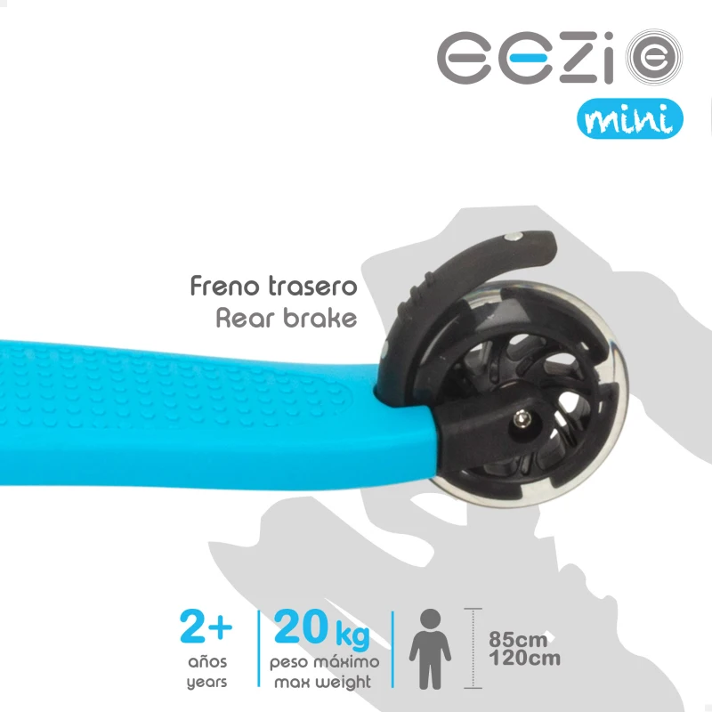 Patinete 3 Ruedas Infantil EEZI con Manillar Desmontable y Regulable, 26x61x55,5-62,5 Cm, Azul