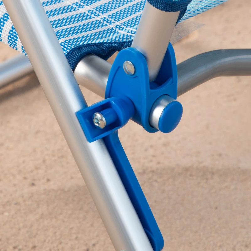 Silla de Playa Plegable Reclinable 5 Posiciones con Cojín y Asa, 77x12x62 Cm, Azul