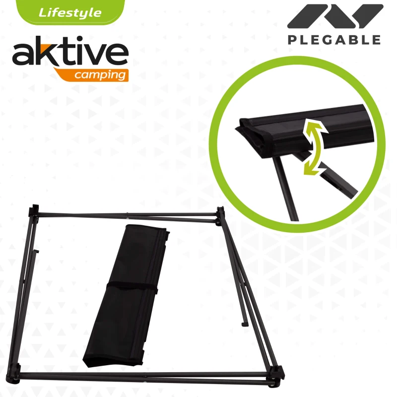 Mesa Plegable Textil para Camping Aktive, 61x50x51 Cm, Negro