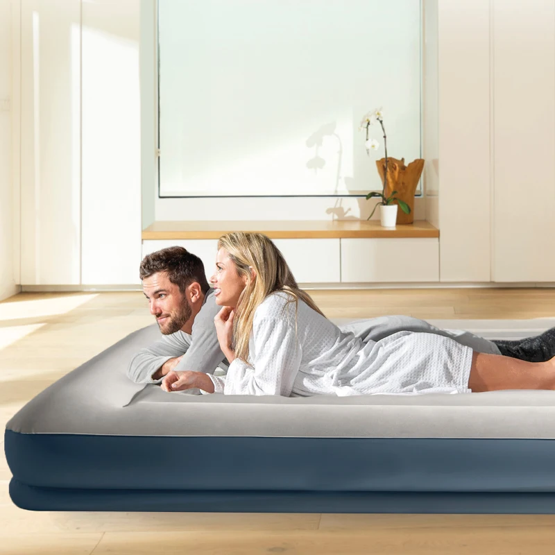 Colchón Hinchable Intex Pillow Rest Mid-Rise Fiber-Tech, 152x203x30 Cm, Gris