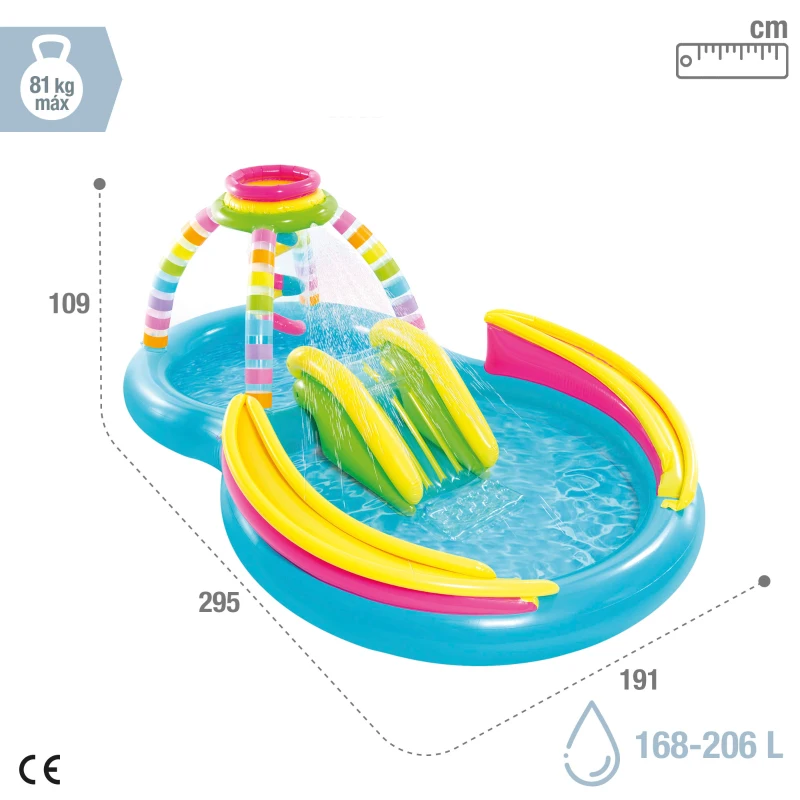 Centro de Juegos Hinchable 2 en 1 con Tobogán, 191x295x109 Cm, Multicolor