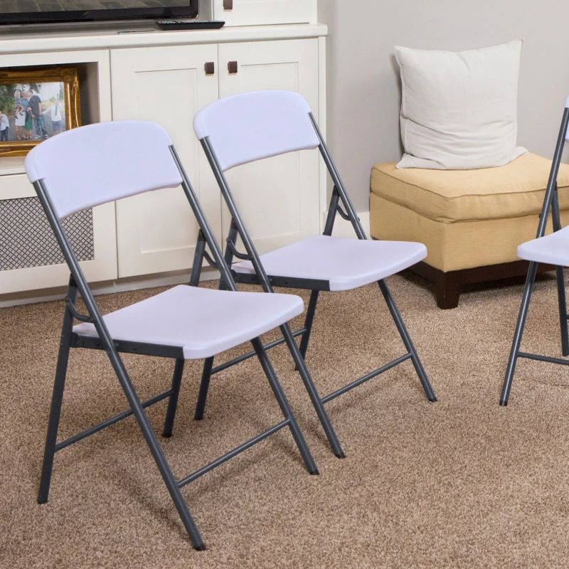 Silla Plegable Ultrarresistente, 47x50x84,5 Cm, Blanca