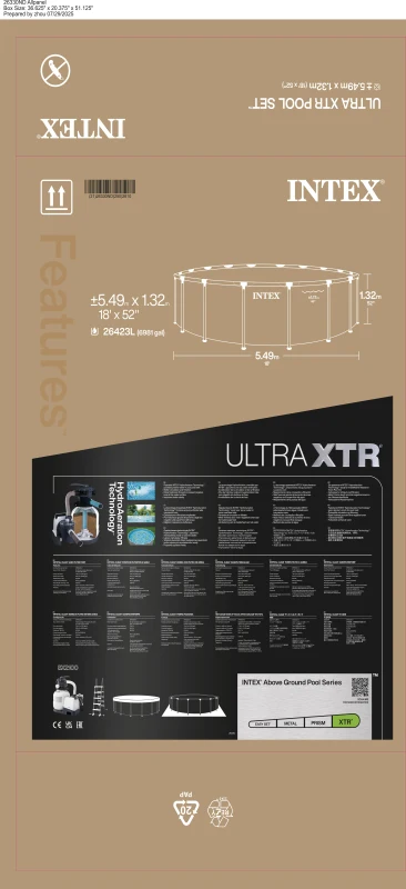 Piscina Desmontable Redonda Ultra XTR con Depuradora 7.900 L/h, 549x549x132 Cm, Azul