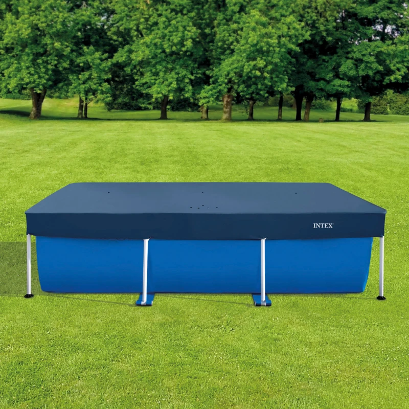 Cobertor Piscina Rectangular Vinilo Resistente con Drenaje, 270x163x20 Cm, Azul