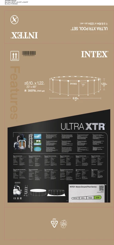 Piscina Desmontable Redonda Ultra XTR Frame, Depuradora de Arena, 610x122 Cm, Gris Oscuro