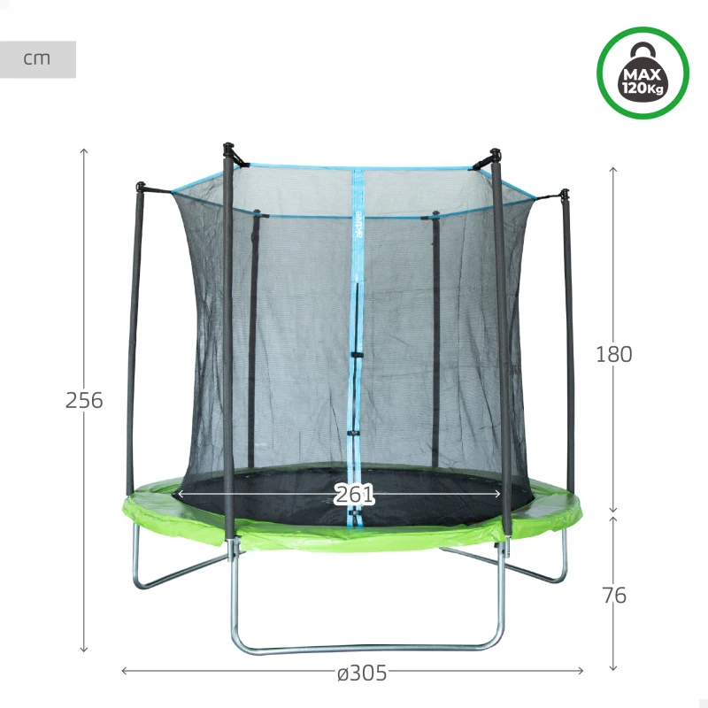 Cama Elástica Infantil Aktive con Red de Seguridad y Borde Acolchado, 261x261x256 Cm, Negro