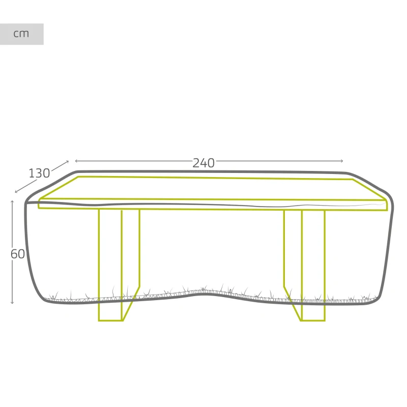 Funda Protectora para Mesa de Jardín Aktive Garden, Poliéster 60 GSM, 240x130x60 Cm, Gris