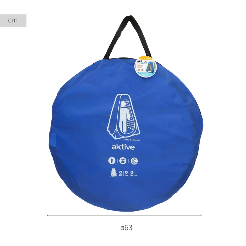 Tienda Cambiador Pop-Up Sin Suelo, Poliéster 170T UV50, 120x120x190 Cm, Azul
