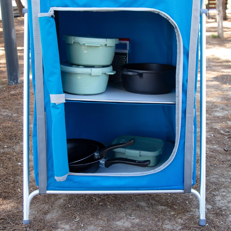 Armario Plegable de Tela Camping 4 Niveles, 80x11x66 Cm, Azul