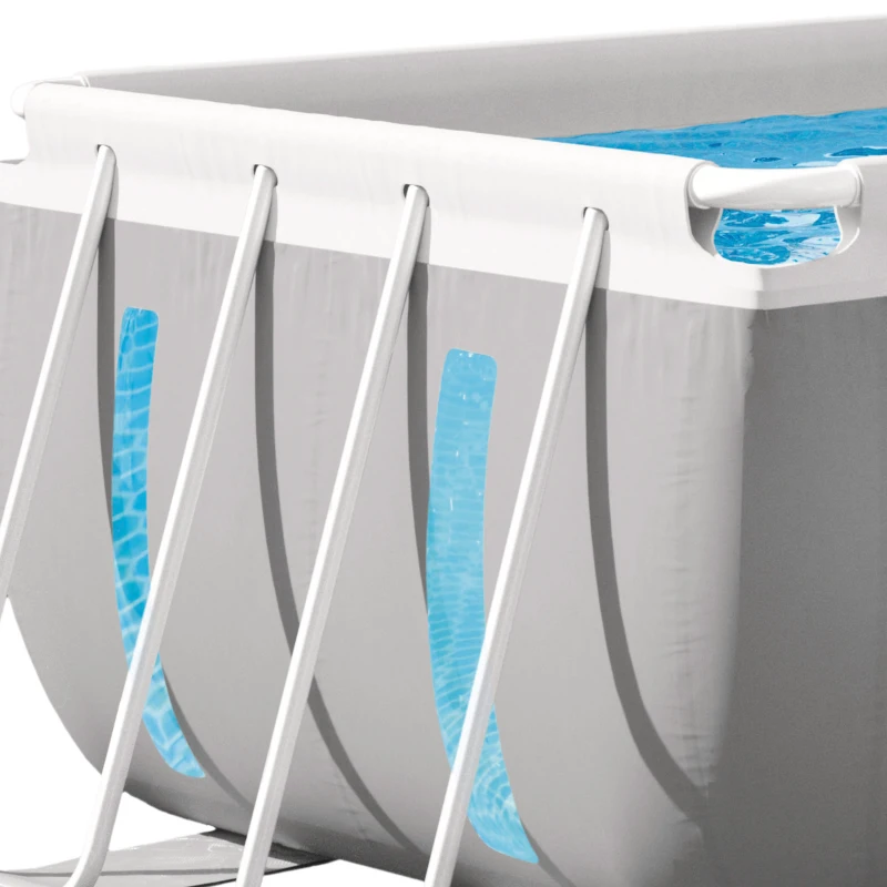 Piscina Desmontable Rectangular Clearview con Ventanas y Depuradora, 400x200x122 Cm, Gris Claro