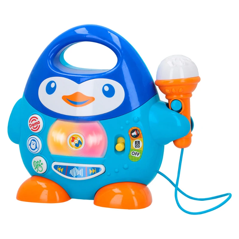 Karaoke Pingüino Interactivo con Micrófono y Luces, 27x11x23 Cm, Multicolor