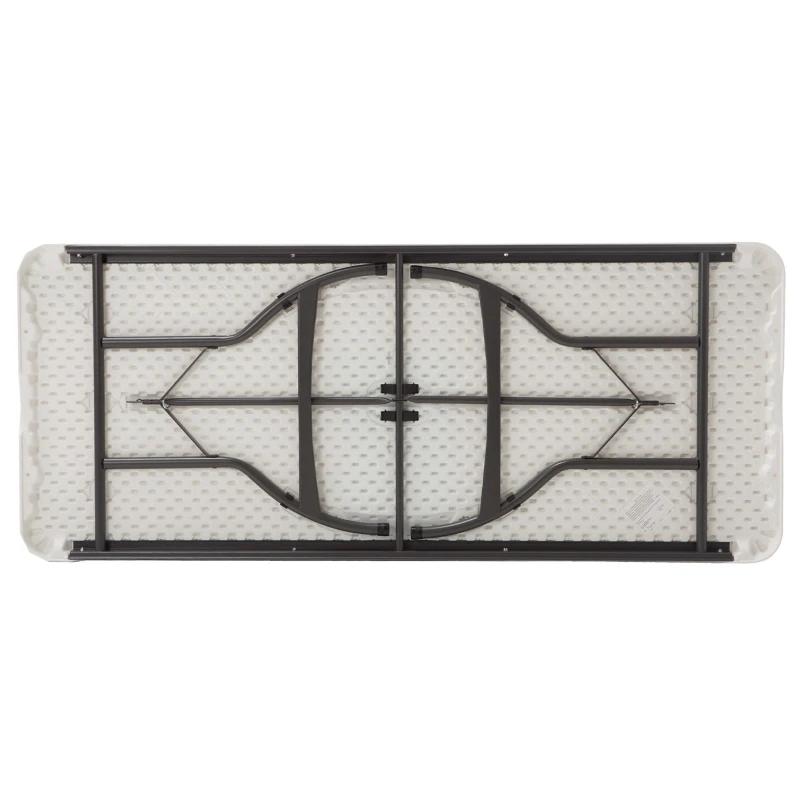 Mesa Rectangular Patas Abatibles, 182x76x74 Cm, Blanco Efecto Granito