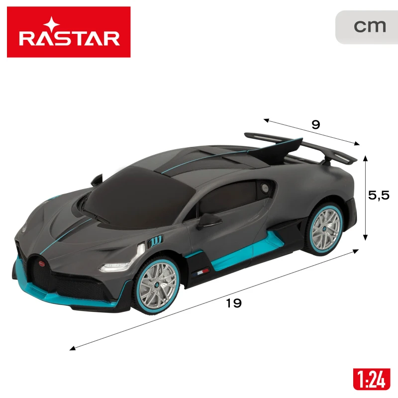 Coche Radiocontrol Bugatti Divo Escala 1:24, 19x9x5,5 Cm, Gris