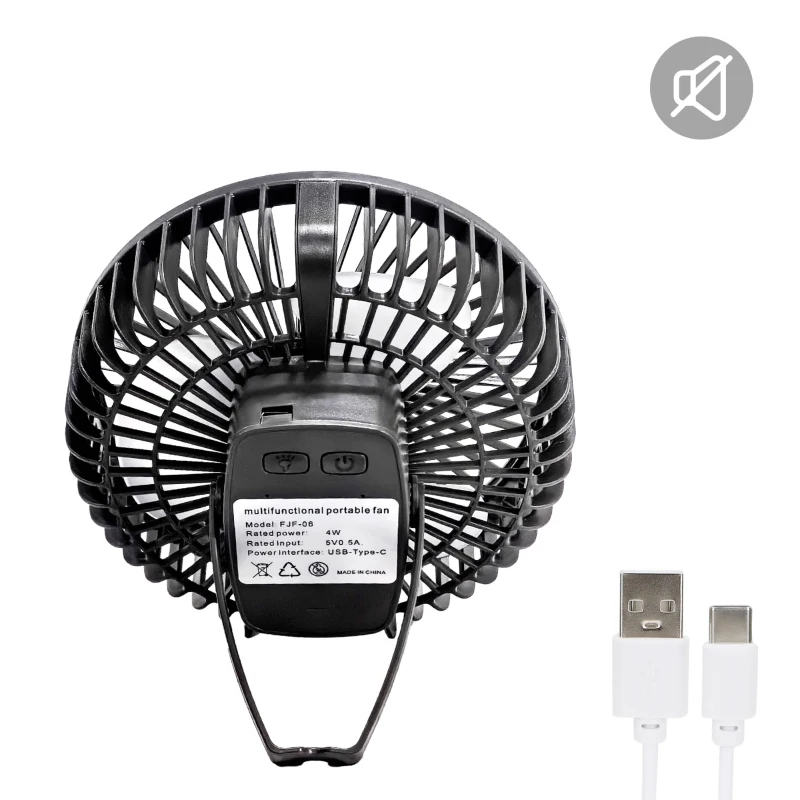 Ventilador Portátil Silencioso 3 en 1 con Luz LED y Carga USB, 19x9x18 Cm, Blanco
