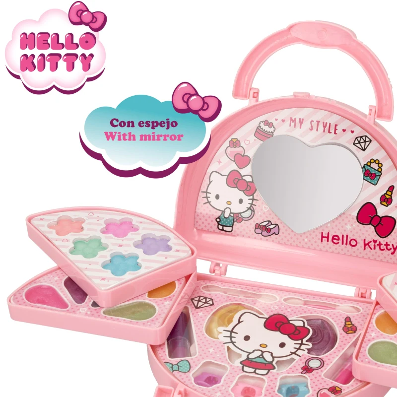 Maletín de Maquillaje Hello Kitty Infantil con 5 Compartimentos, 29,5x30,5x4 Cm, Rosa