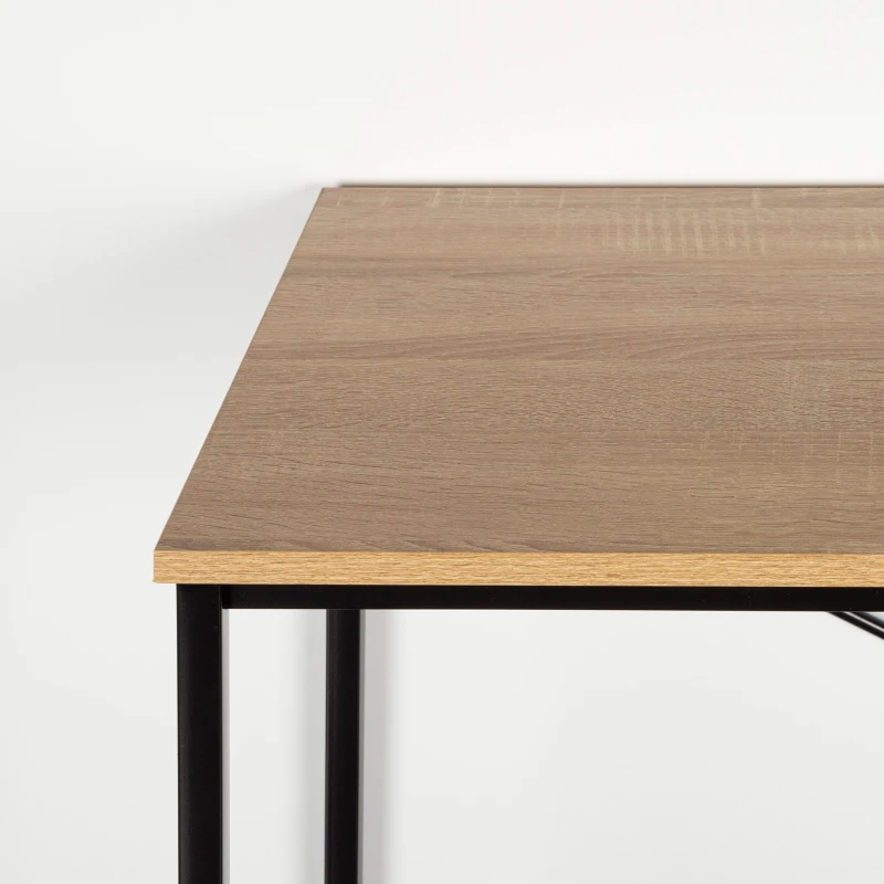 Escritorio Industrial Madera y Acero con Refuerzos en X, 120x60x71 Cm, Negro