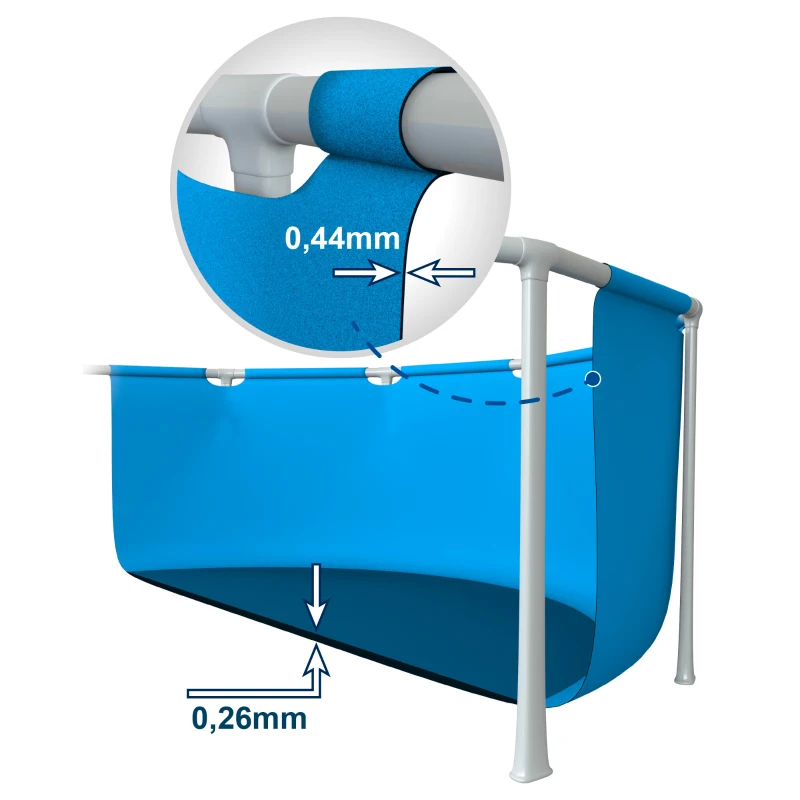Piscina Desmontable Hexagonal 700 L con Toldo UPF 50+ y Estructura Metálica, 183x183x38 Cm, Azul
