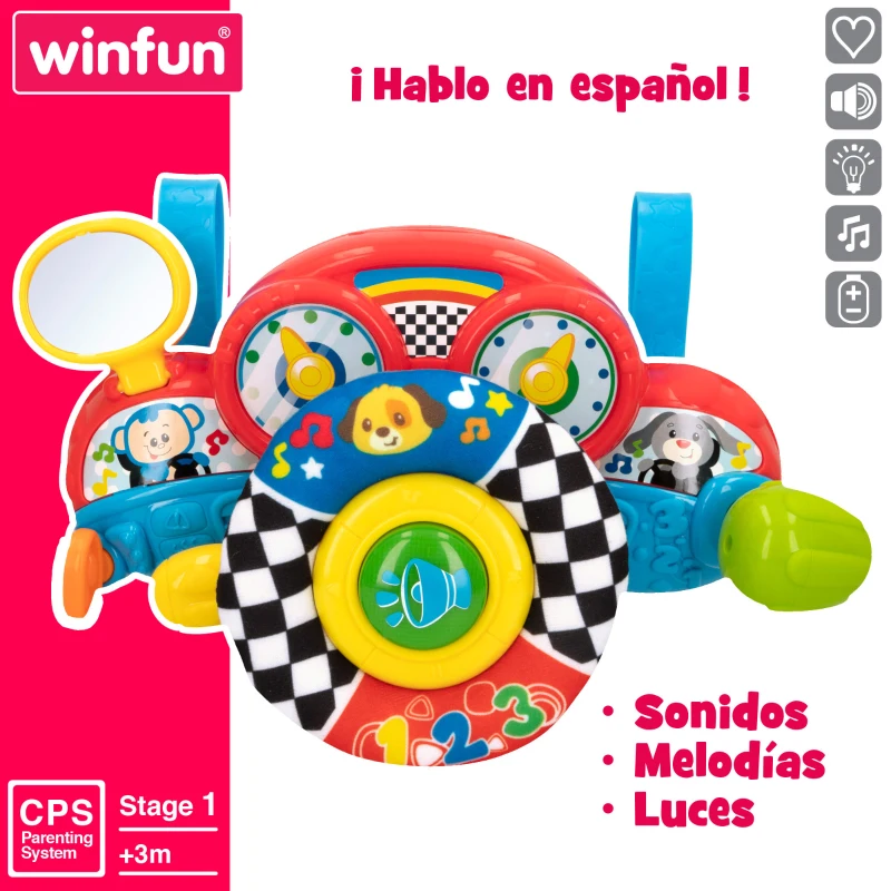 Volante para Bebé Interactivo 2 en 1 con Luz y Sonido, 29x10,5x17 Cm, Multicolor