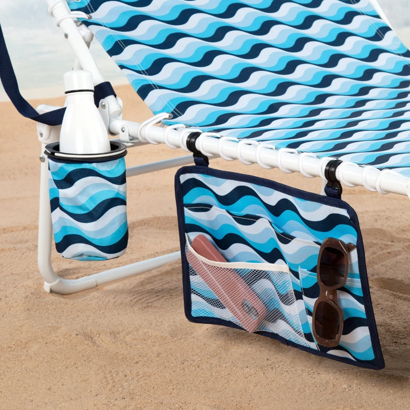 Tumbona Playa Plegable Multiposición, 200x70x88 Cm, Azul