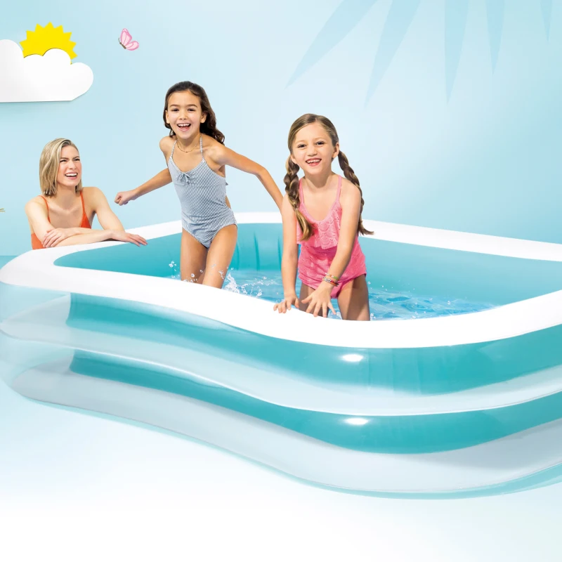 Piscina Hinchable Intex Rectangular, 262x175x56 Cm, Verde y Blanco