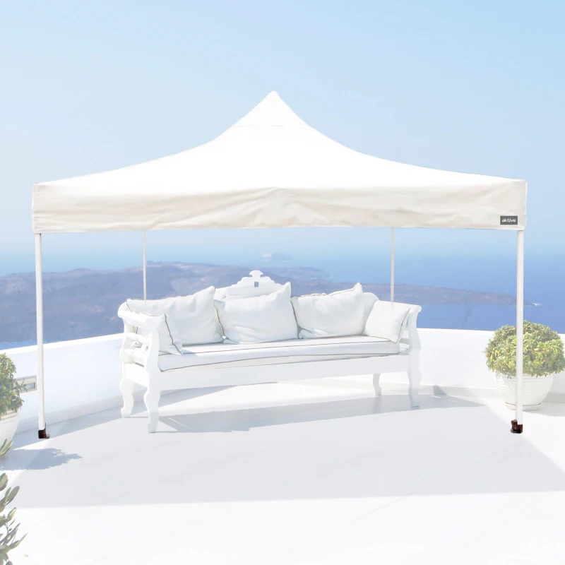 Cenador Plegable Ajustable con Estructura de Acero, 300x300x220/320 Cm, Blanco
