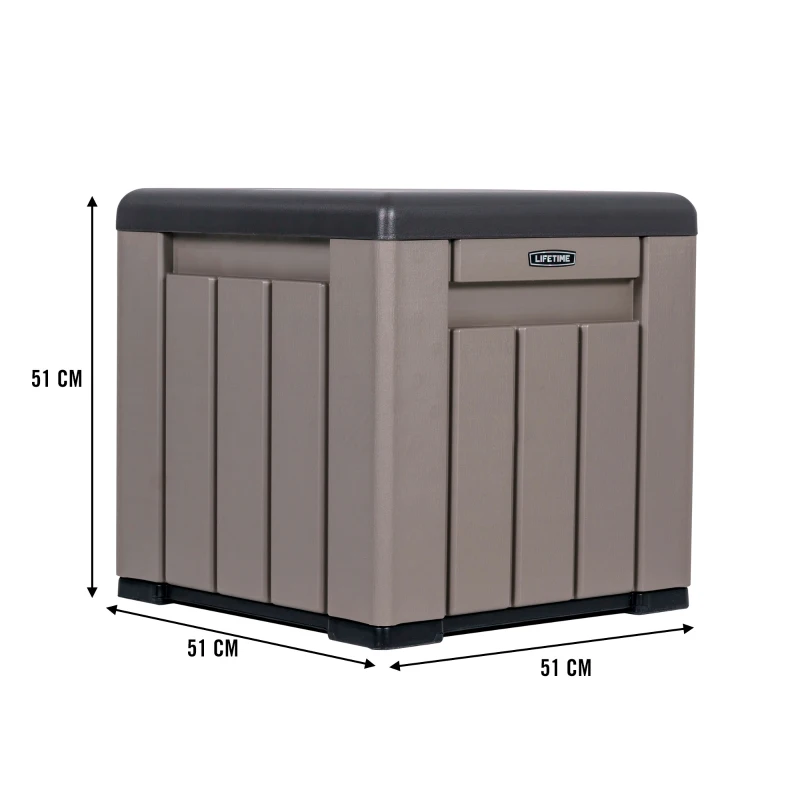 Baúl Exterior Ultrarresistente con Tapa Desmontable, 51x51x51 Cm, Gris