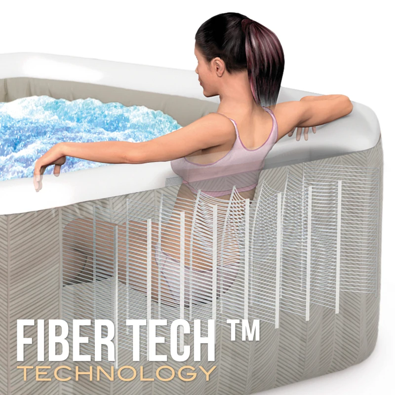 Spa Hinchable 4 Personas Chevron Deluxe, 175x175x71 Cm, Marrón