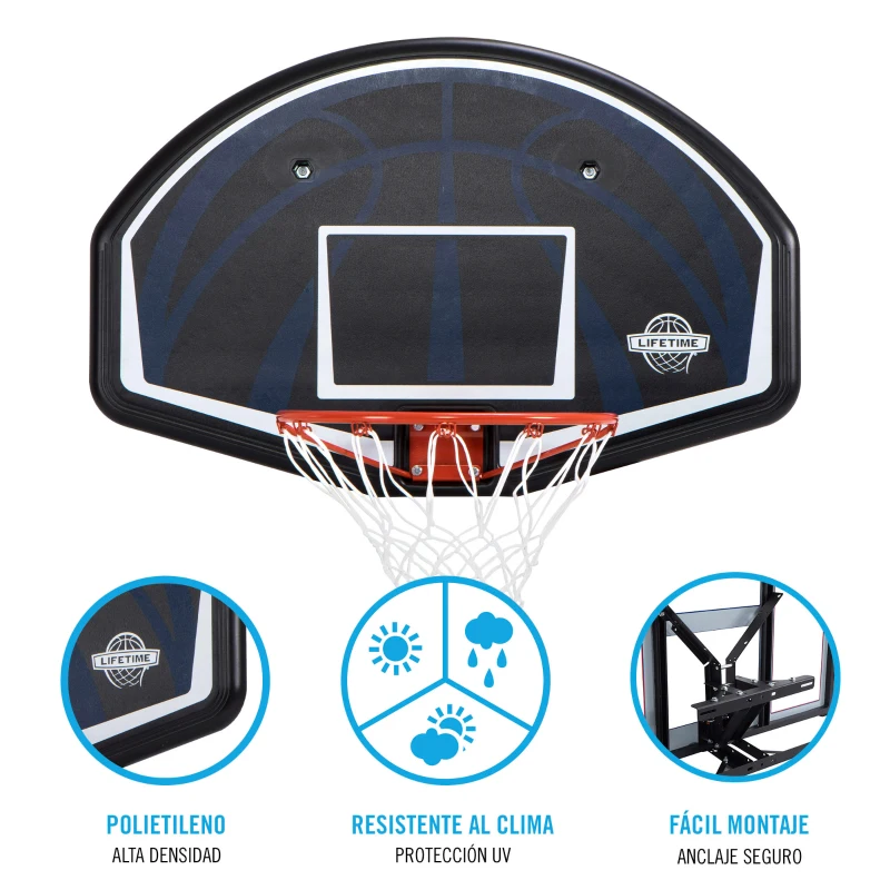 Tablero de Baloncesto Ultrarresistente 112x72 Cm, Negro
