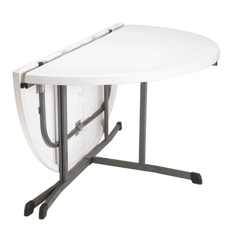 Mesa Redonda Plegable Lifetime, Tablero Polietileno 45 Mm, 152x152x75,5 Cm, Blanco