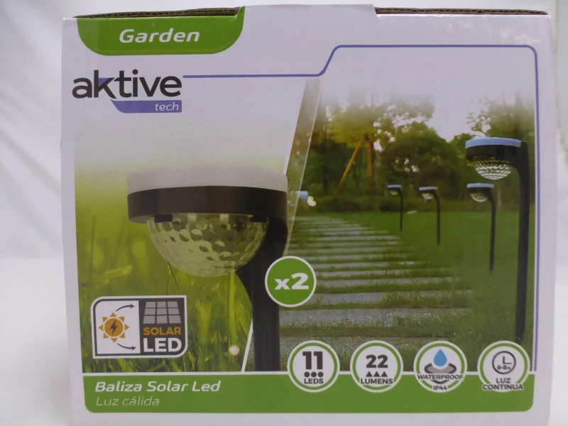 Pack 2 Focos Solares LED Doble Luz Cálida, Ø12x49 Cm, Negro y Blanco