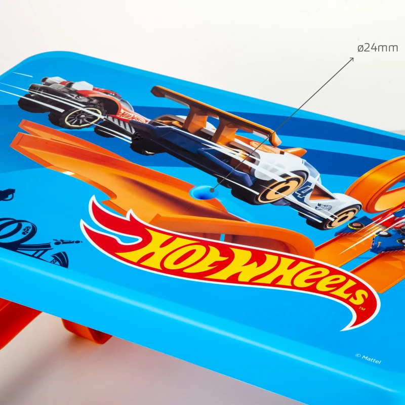 Mesa de Picnic Infantil Hot Wheels con 2 Banquetas Integradas, 69x79x42 Cm, Azul y Naranja