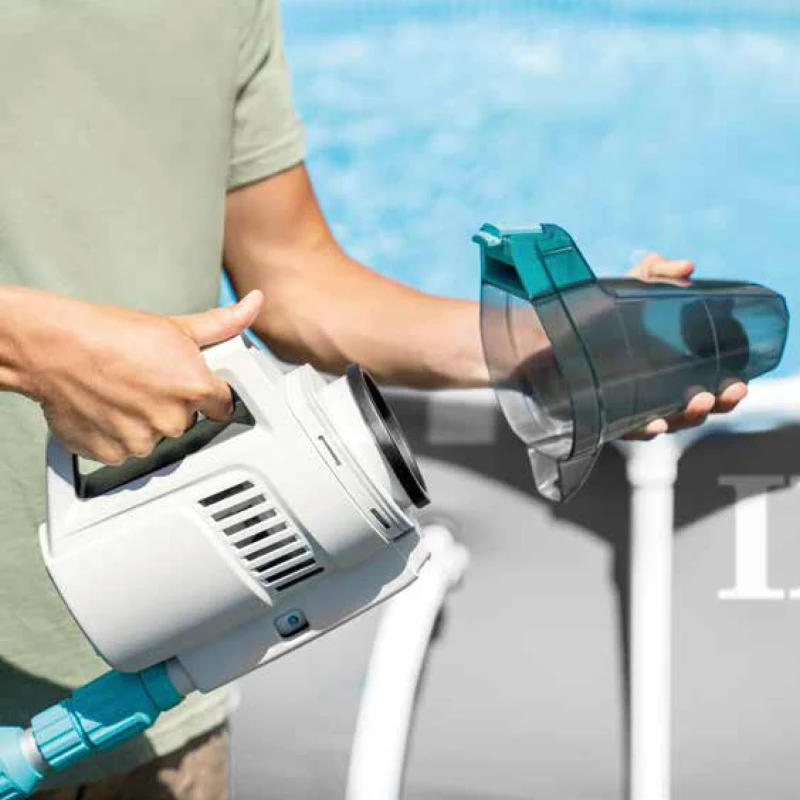Aspiradora de Piscina Manual Batería Recargable 100 Min Autonomía, Mástil 2,8 M, Azul