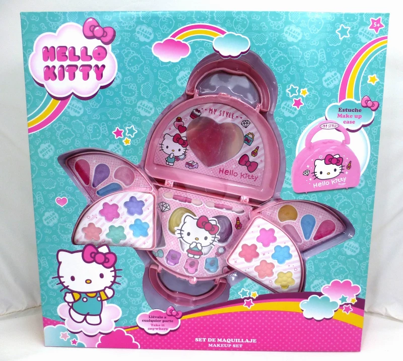 Maletín de Maquillaje Hello Kitty Infantil con 5 Compartimentos, 29,5x30,5x4 Cm, Rosa