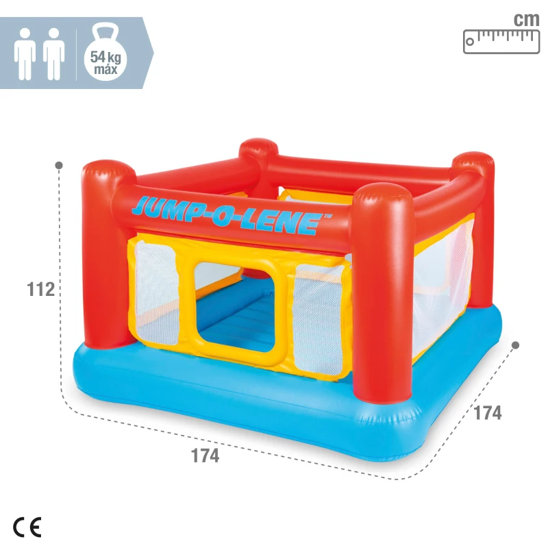 Saltador Hinchable Intex con Suelo Inflable y Red Reforzada, 174x174x112 Cm, Rojo, Amarillo y Azul