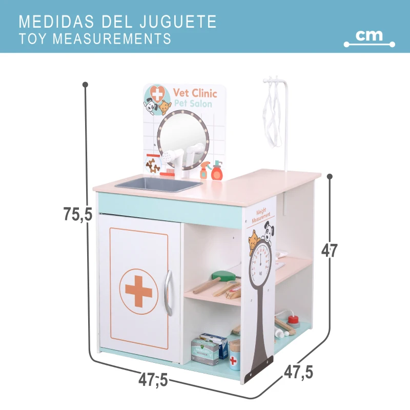 Hospital de Juguete Teamson 3 en 1 de Madera, 47,5x47,5x75,5 Cm, Natural
